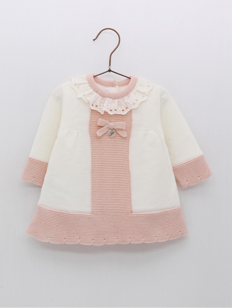 Two-tone knit baby girl's dress